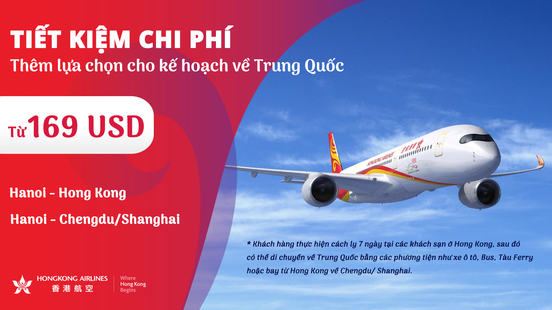 Bay về Trung Quốc giá siêu rẻ chỉ từ 169 USD với Hongkong Airlines Bay về Trung Quốc giá siêu rẻ chỉ từ 169 USD với Hongkong Airlines