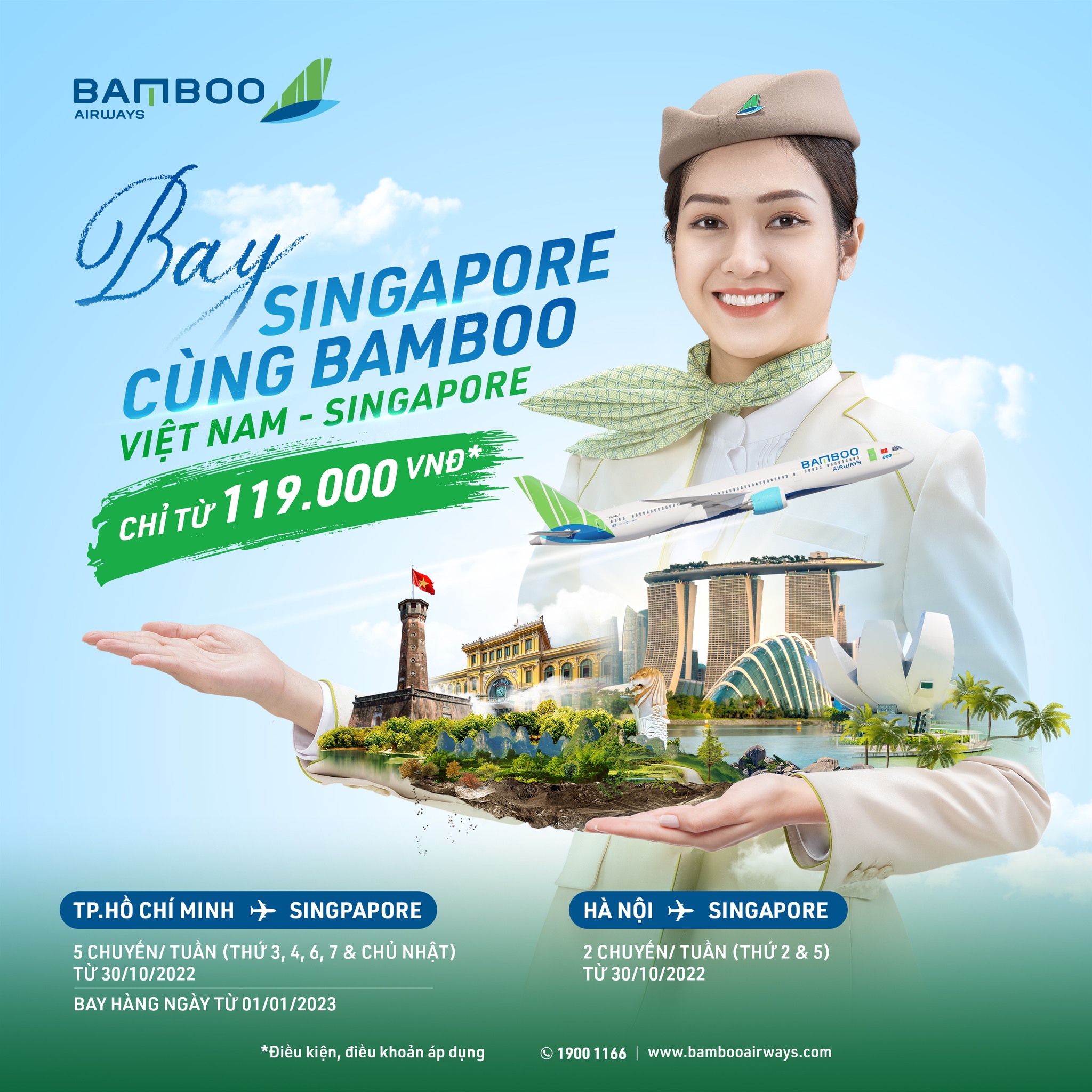 Bamboo Airways - Ưu đãi bay Singapore chỉ từ 199.000 VNĐ* Bamboo Airways - Ưu đãi bay Singapore chỉ từ 199.000 VNĐ*