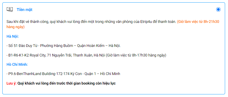thanh to&aacute;n tiền mặt