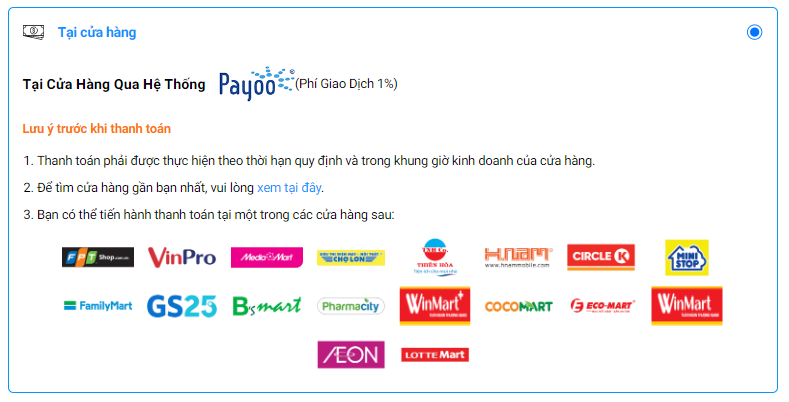 thanh to&aacute;n tại cửa h&agrave;ng