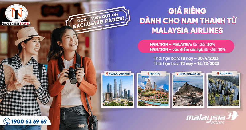 Chương tr&igrave;nh ưu đ&atilde;i GI&Aacute; RI&Ecirc;NG TỪ MALAYSIA AIRLINES