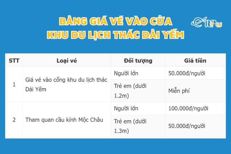 Gi&aacute; v&eacute; v&agrave;o Th&aacute;c Dải Yếm tham quan