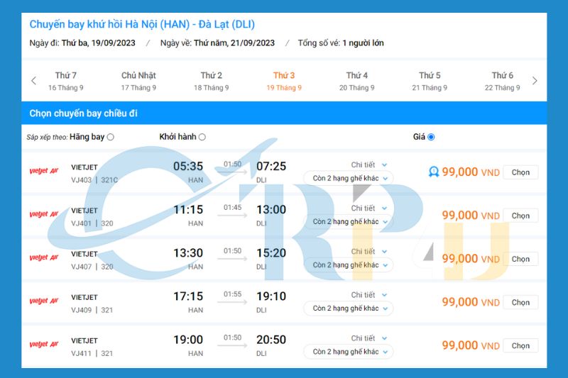 Gi&aacute; v&eacute; m&aacute;y bay H&agrave; Nội Đ&agrave; Lạt Vietjet