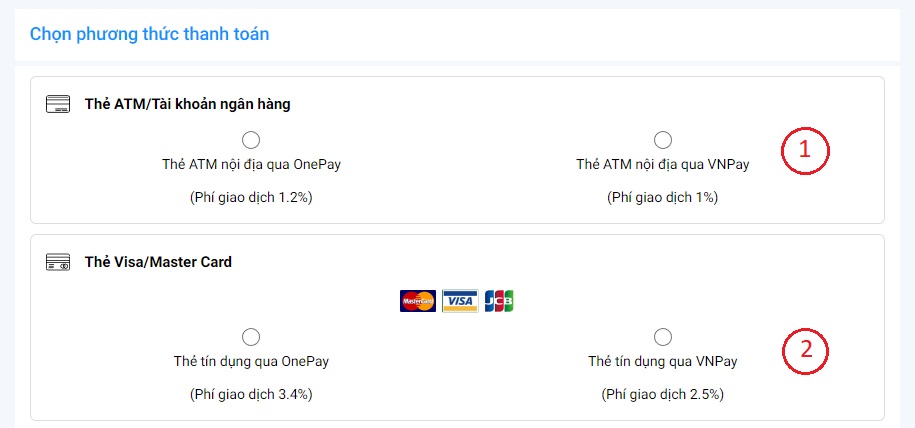 Lựa chọn h&igrave;nh thức thanh to&aacute;n Online qua cổng thanh to&aacute;n trực tuyến ph&ugrave; hợp