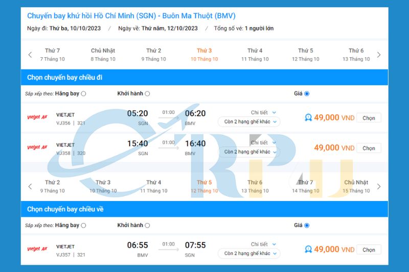 V&eacute; m&aacute;y bay S&agrave;i G&ograve;n Bu&ocirc;n Ma Thuột gi&aacute; rẻ Vietjet Air