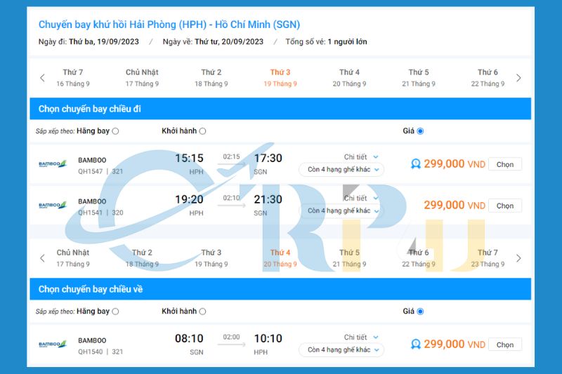 Bamboo Airways - Gi&aacute; v&eacute; m&aacute;y bay Hải Ph&ograve;ng S&agrave;i G&ograve;n