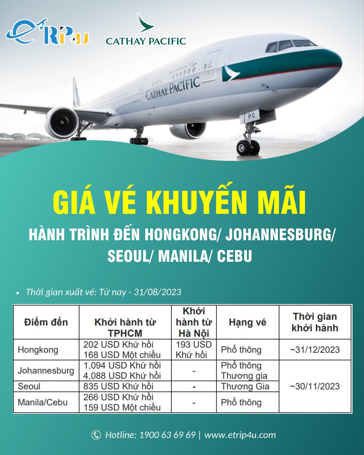 Ngập tr&agrave;n khuyến m&atilde;i, ngại g&igrave; kh&ocirc;ng bay c&ugrave;ng Cathay Pacific 
