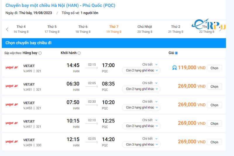 &nbsp;Gi&aacute; v&eacute; m&aacute;y bay H&agrave; Nội - Ph&uacute; Quốc của Vietjet Air