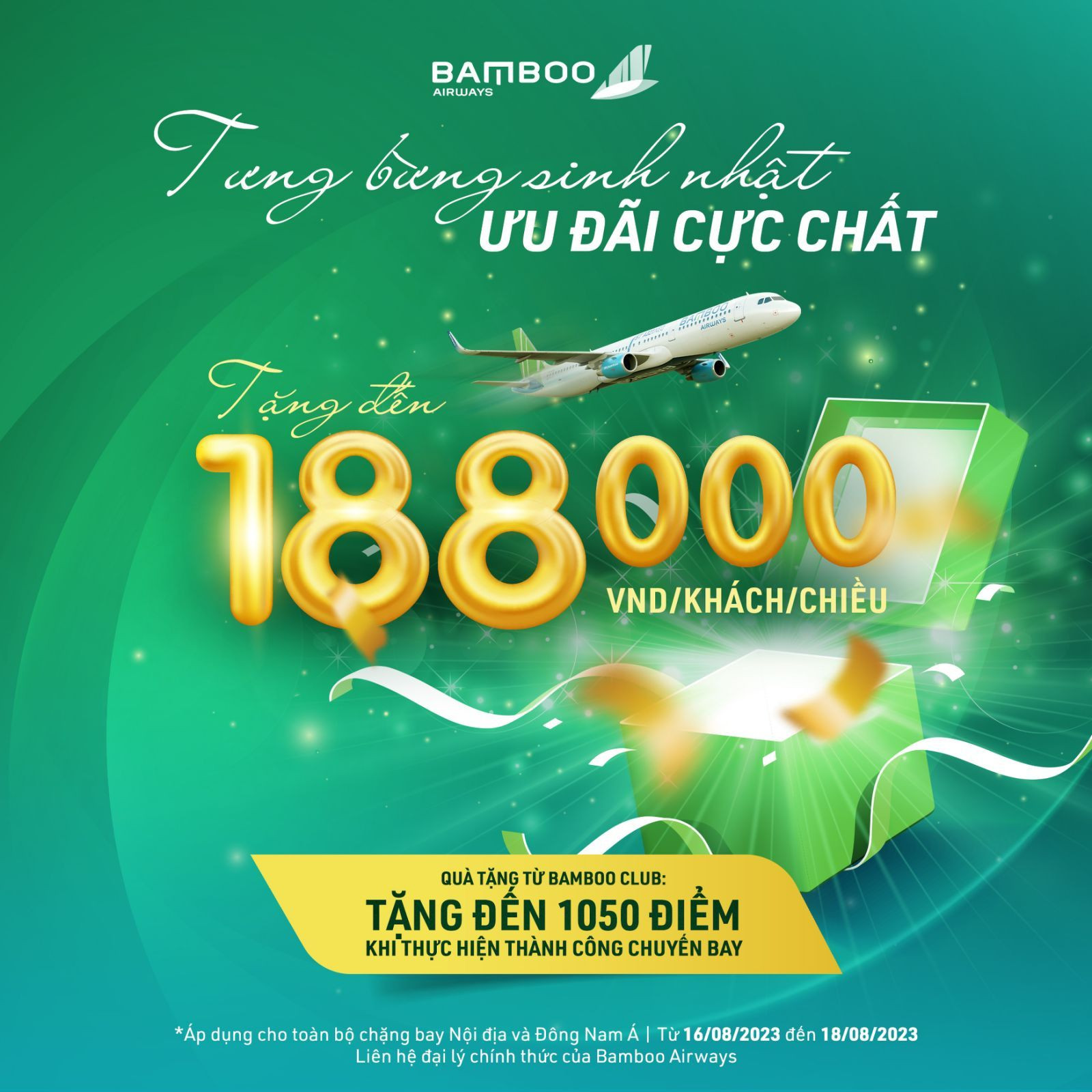 Tưng bừng sinh nhật, ưu đ&atilde;i cực chất tặng đến 188k c&ugrave;ng Bamboo Airways