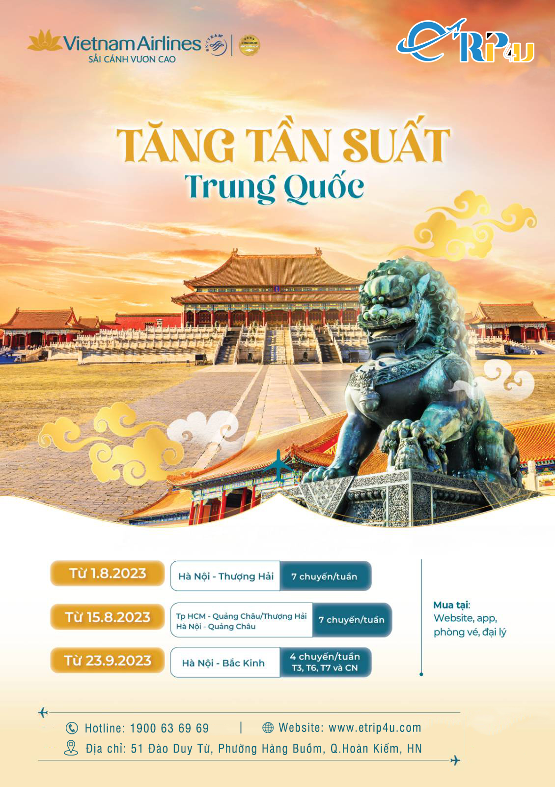 Vietnam Airlines tăng tần suất bay, thả ga vi vu xứ Trung Hoa Vietnam Airlines tăng tần suất bay, thả ga vi vu xứ Trung Hoa