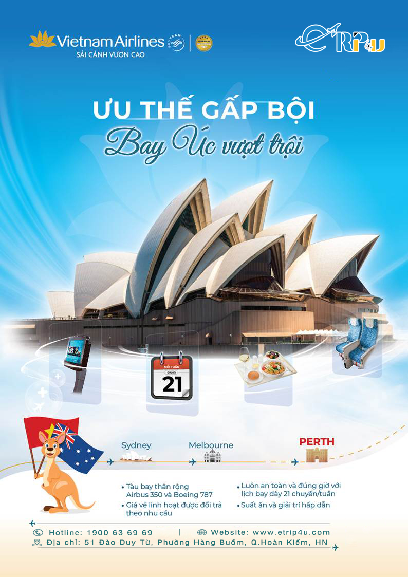 Ưu thế gấp bội, bay &Uacute;c vượt trội c&ugrave;ng Vietnam Airlines