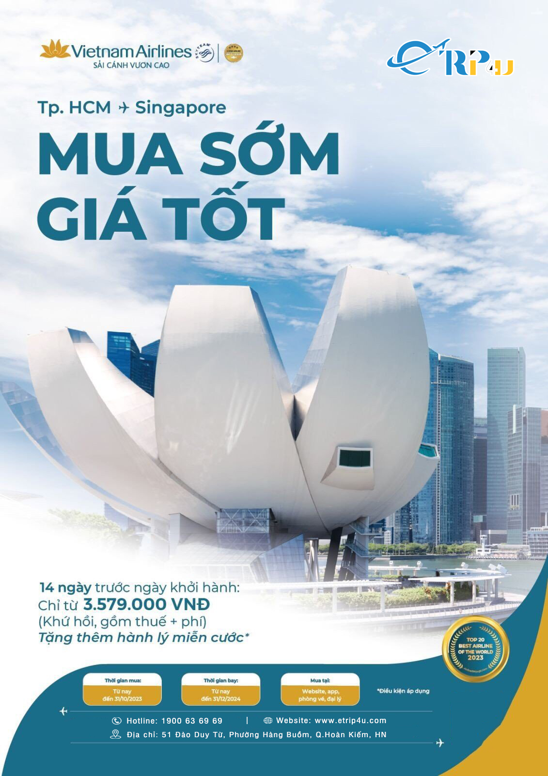 Ưu đ&atilde;i mua sớm, tặng th&ecirc;m h&agrave;nh l&yacute; thỏa sức vi vu SIngapore