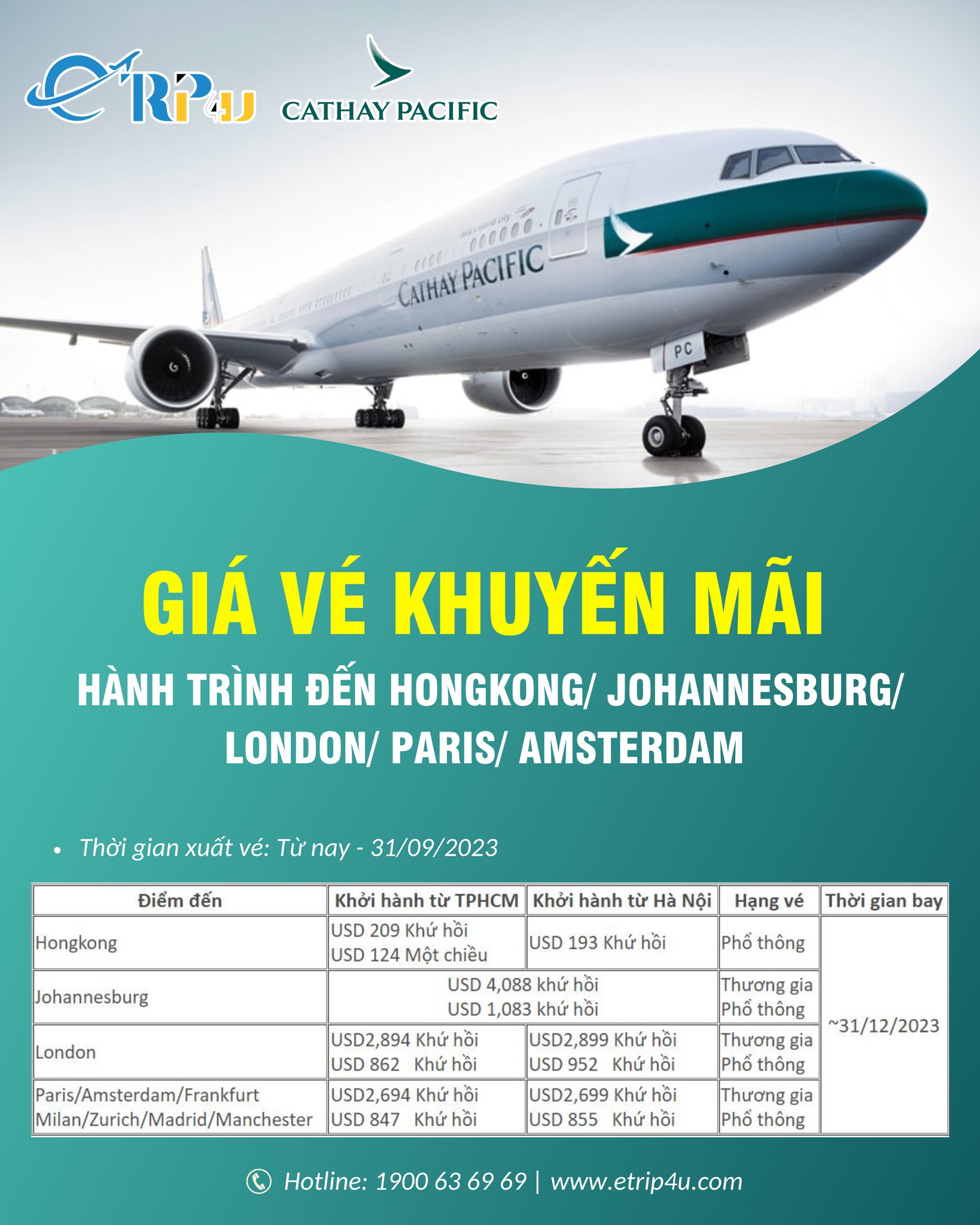 Ngập tr&agrave;n khuyến m&atilde;i, ngại g&igrave; kh&ocirc;ng bay c&ugrave;ng Cathay Pacific 