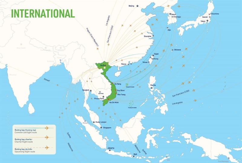 Những chặng bay nước ngo&agrave;i phổ biến của Bamboo Airways