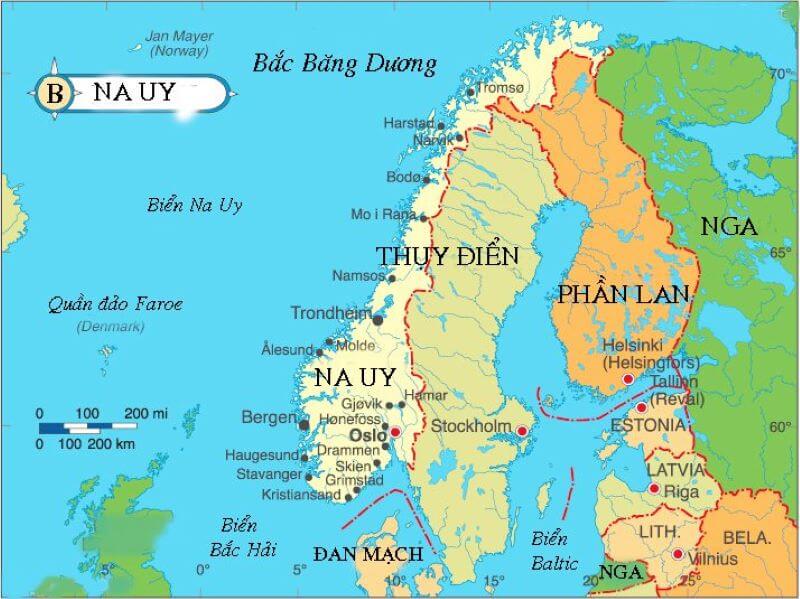 Vị tr&iacute; địa l&yacute; của đất nước Thụy Điển