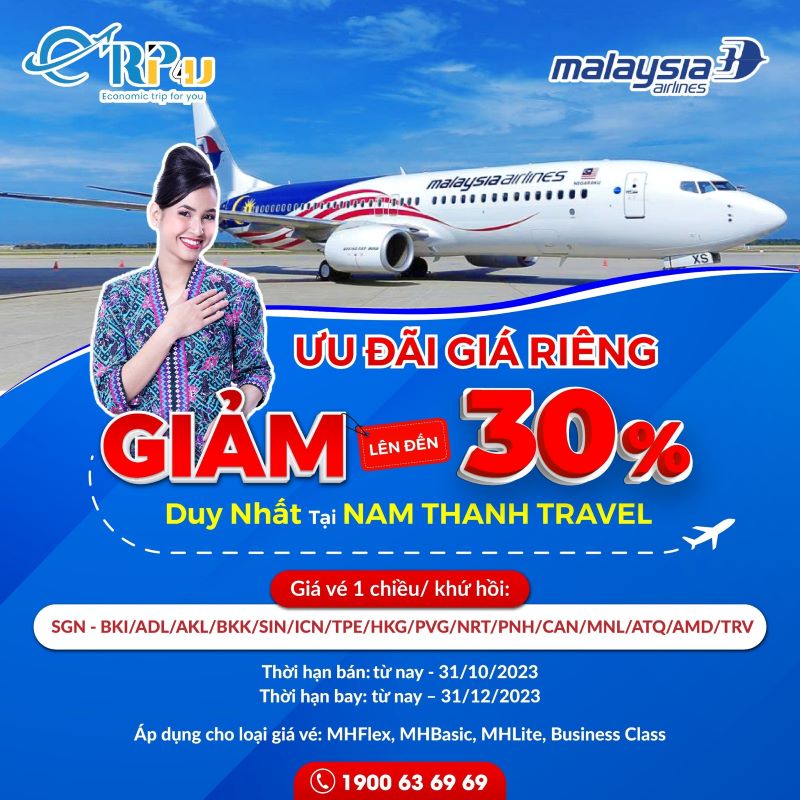Malaysia Airlines: Ưu đ&atilde;i 30% khi đặt v&eacute; m&aacute;y bay tại Vnbuy