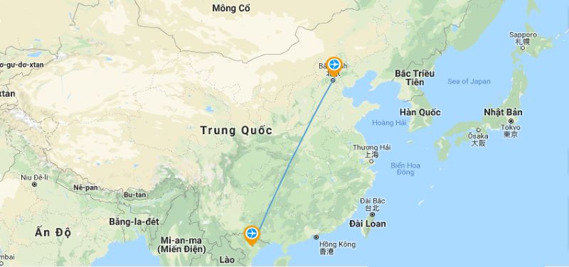 Thời gian bay đến Trung Quốc hết bao l&acirc;u