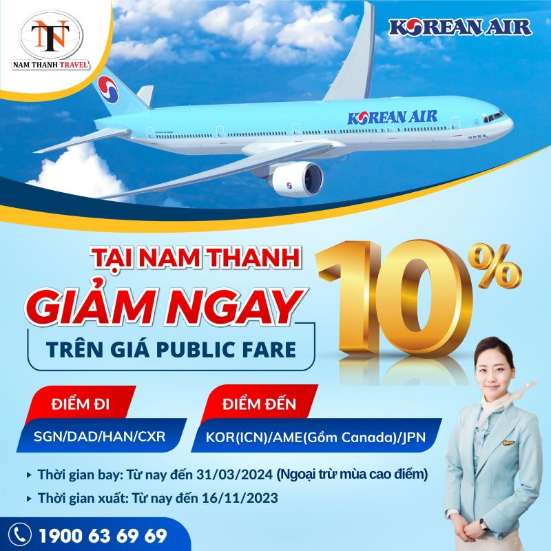 Ưu đ&atilde;i 10% từ Korean Air cho nhiều chặng bay hấp dẫn