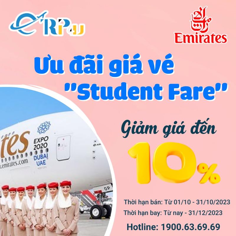 Emirates: Ưu đ&atilde;i gi&aacute; v&eacute; "Student Fares" d&agrave;nh cho sinh vi&ecirc;n