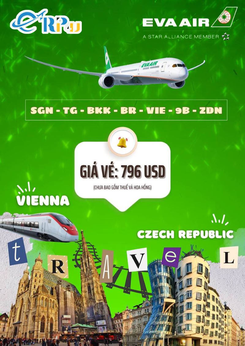 Eva Air: Nội địa ch&acirc;u &Acirc;u k&egrave;m v&eacute; xe lửa gi&aacute; chỉ từ 796 USD