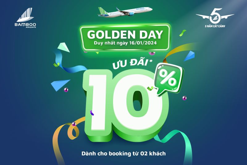 Chương trình ưu đãi lên tới 10% từ Bamboo Airways Chương trình ưu đãi lên tới 10% từ Bamboo Airways