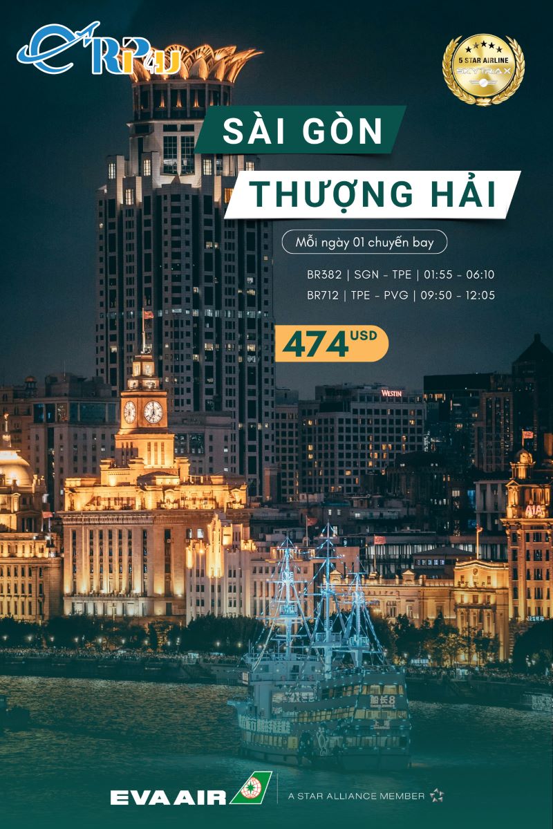 Bay Thượng Hải cùng Eva Air Bay Thượng Hải cùng Eva Air