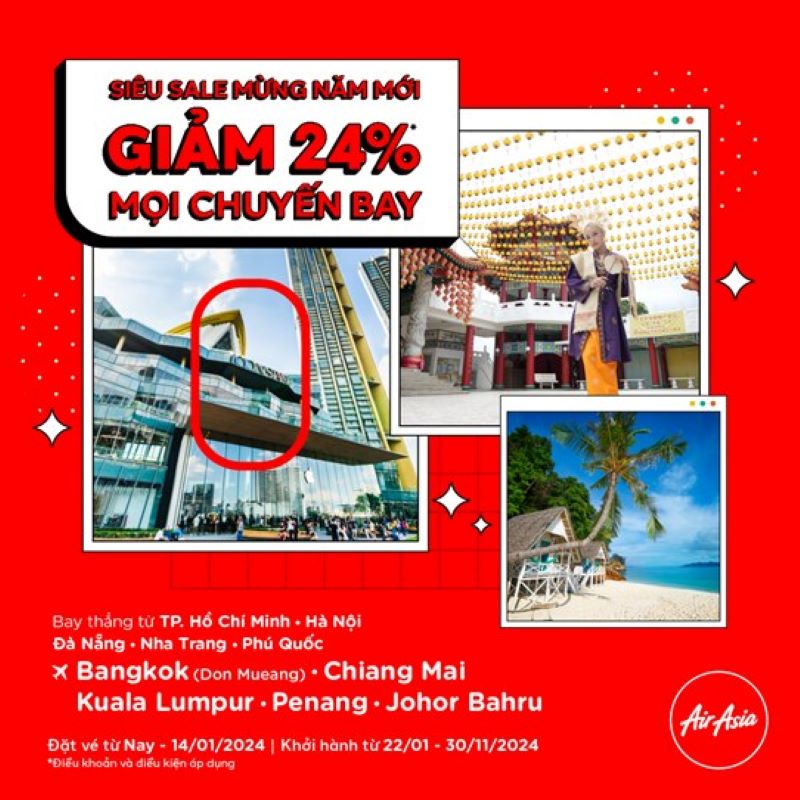 Ưu đ&atilde;i giảm tới 24% từ&nbsp;AirAsia