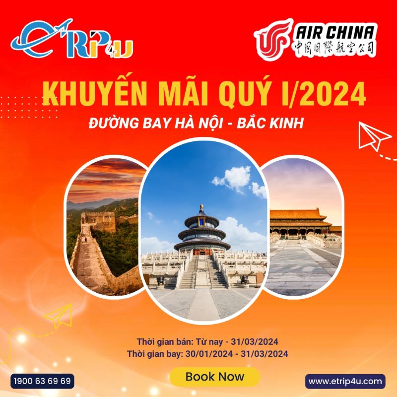 Air China ưu đ&atilde;i tuyến H&agrave; Nội - Bắc Kinh