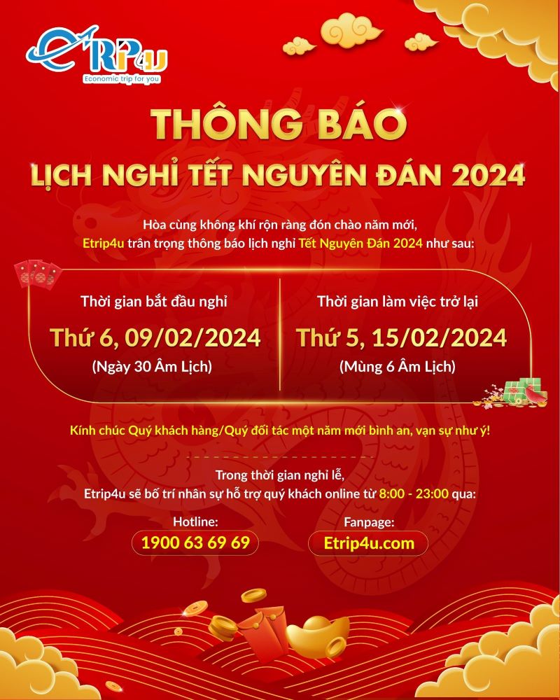 Lịch nghỉ tết Nguy&ecirc;n Đ&aacute;n Gi&aacute;p Th&igrave;n 2024