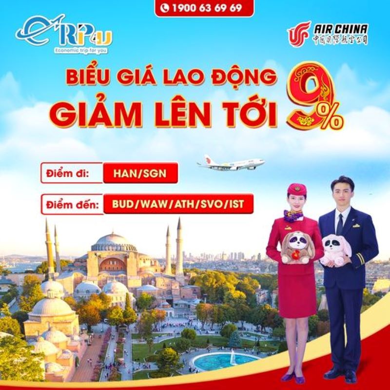 Biểu gi&aacute; lao động hấp dẫn từ AIR CHINA