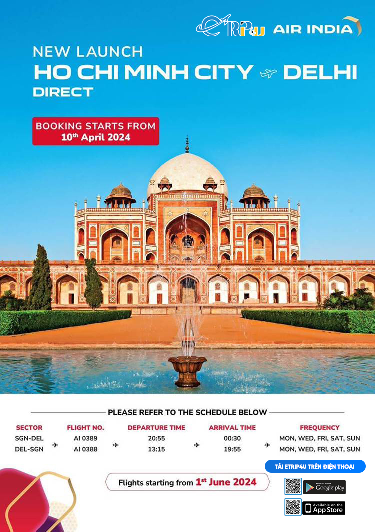 Air India: Mở đường bay mới bay thẳng HCM - New Delhi