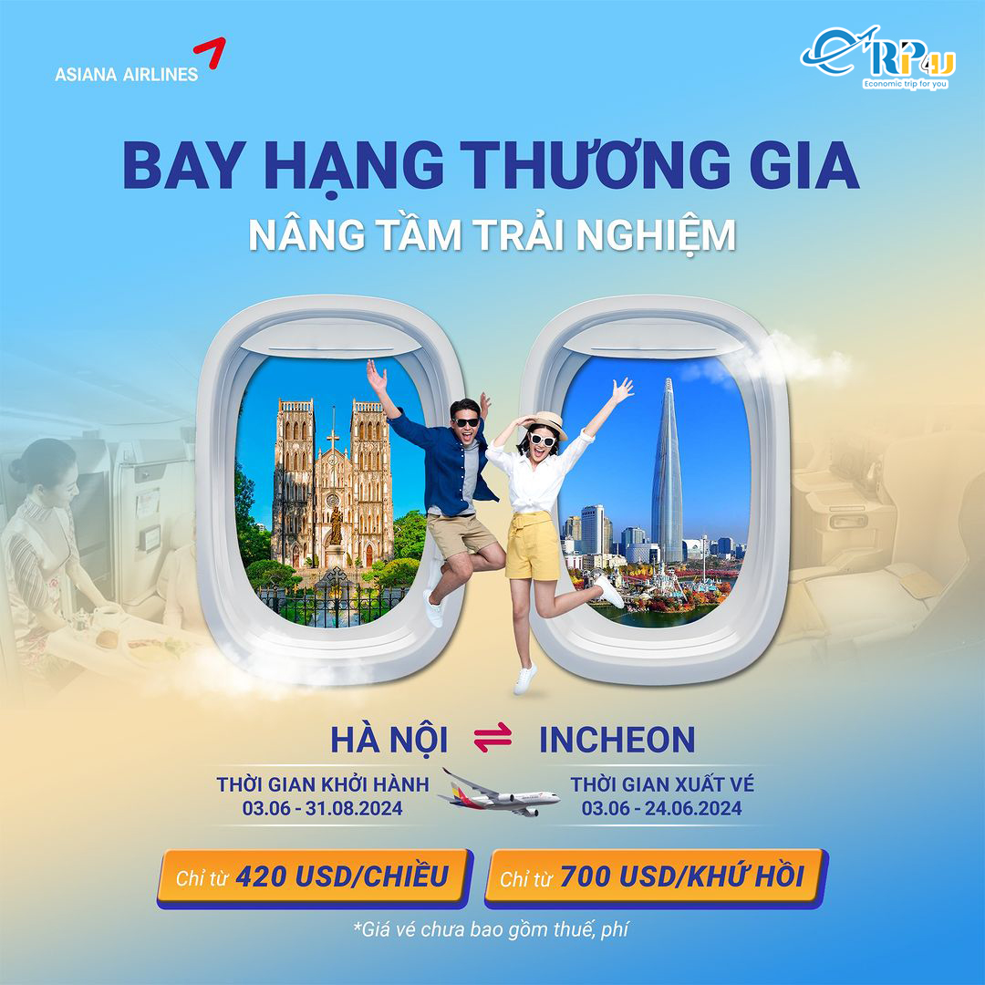 Asiana Airlines: Trải nghiệm bay hạng thương gia với giá vé siêu ưu đãi Asiana Airlines: Trải nghiệm bay hạng thương gia với giá vé siêu ưu đãi