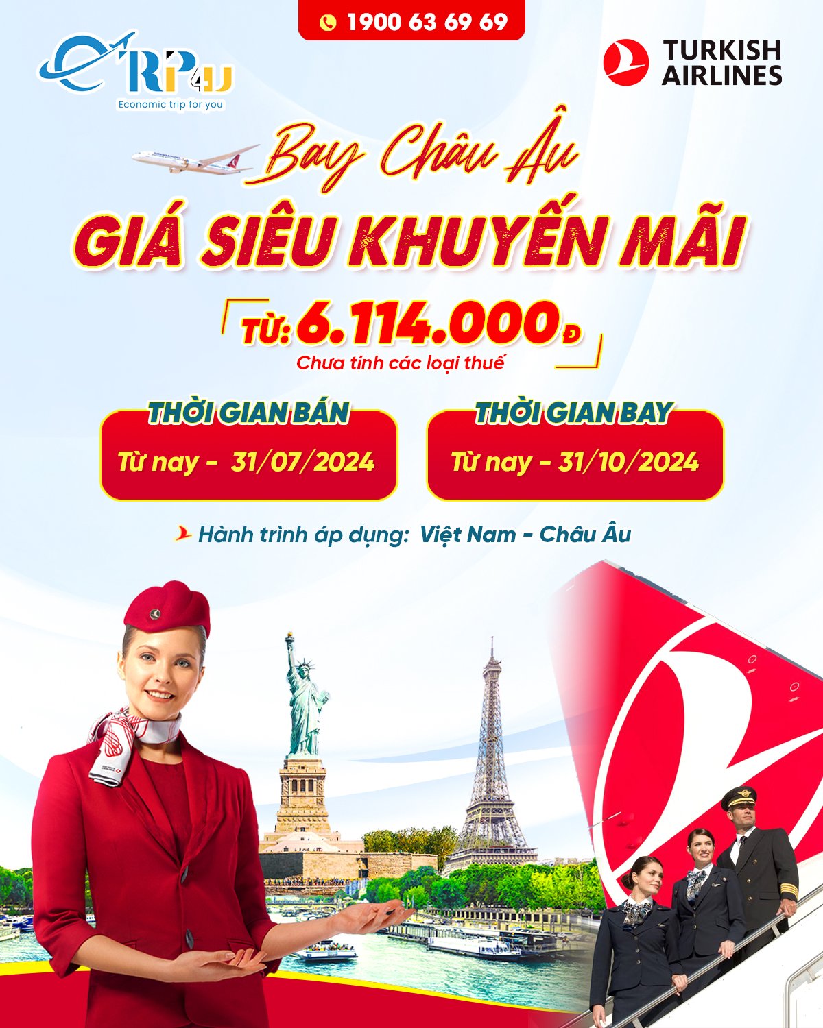 Turkish Airlines: Bay châu Âu giá siêu tốt - Giá chỉ từ 6.114.000đ Turkish Airlines: Bay châu Âu giá siêu tốt - Giá chỉ từ 6.114.000đ