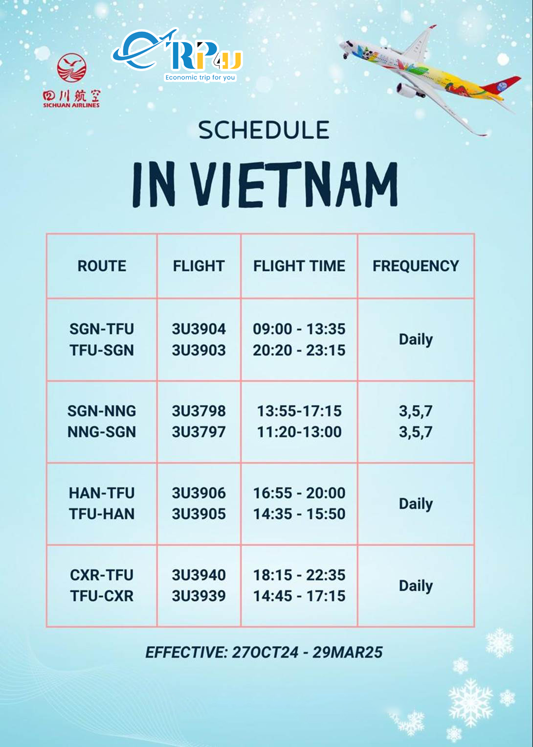 Sichuan Airlines: Cập nhật lịch bay mùa đông 2024 Việt Nam - Trung Quốc Sichuan Airlines: Cập nhật lịch bay mùa đông 2024 Việt Nam - Trung Quốc