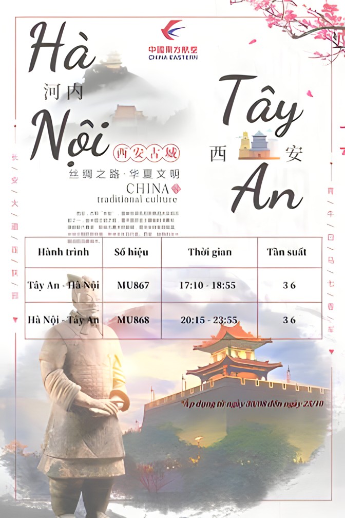 China Eastern Airlines tăng chuyến đường bay H&agrave; Nội &ndash;T&acirc;y An