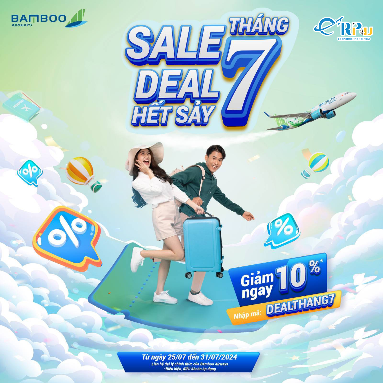Bamboo Airways: Ưu đ&atilde;i th&aacute;ng 7, giảm ngay 10% tr&ecirc;n gi&aacute; v&eacute;