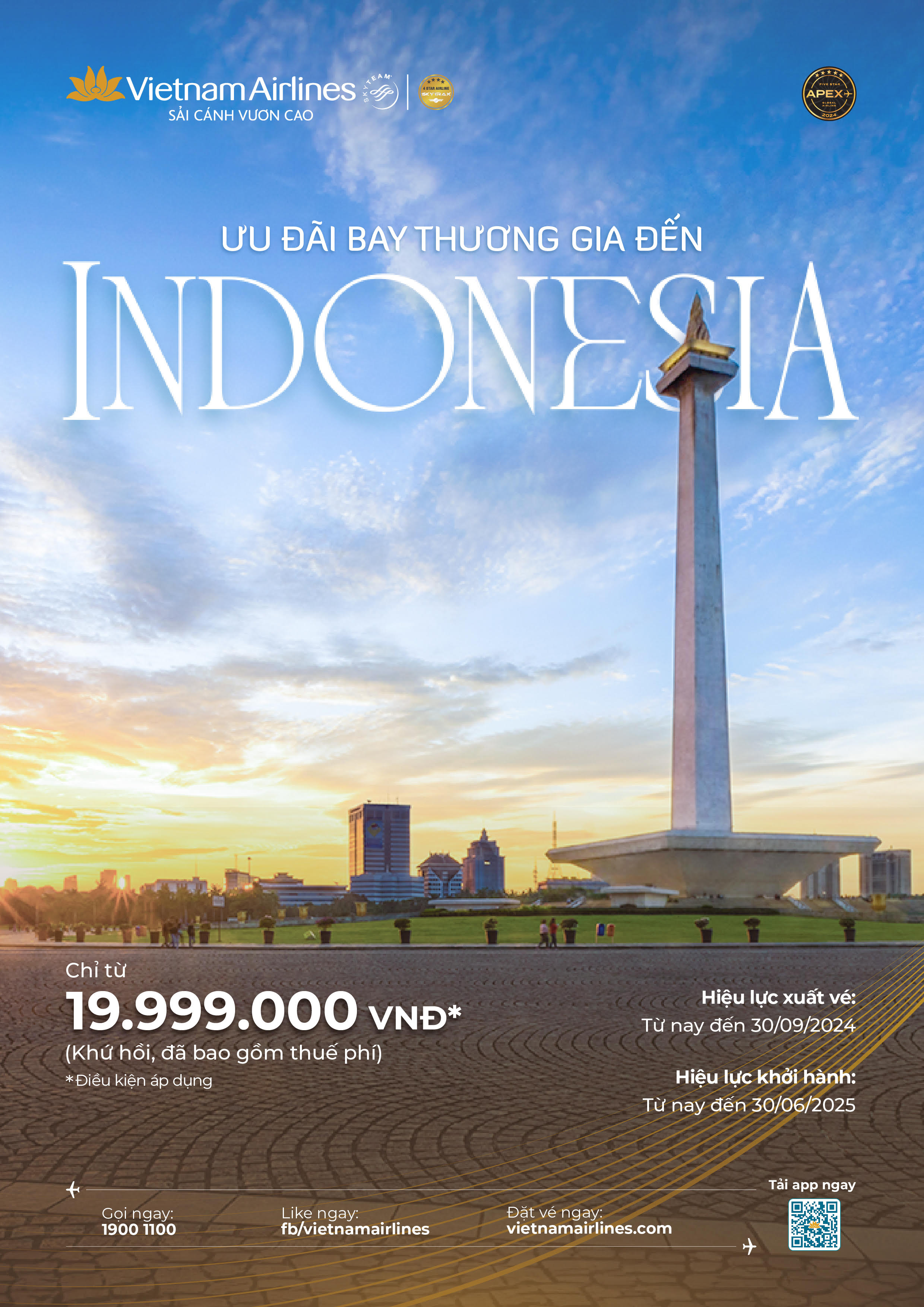 Vietnam Airlines: Ưu đãi bay Thương gia đến Indonesia Vietnam Airlines: Ưu đãi bay Thương gia đến Indonesia