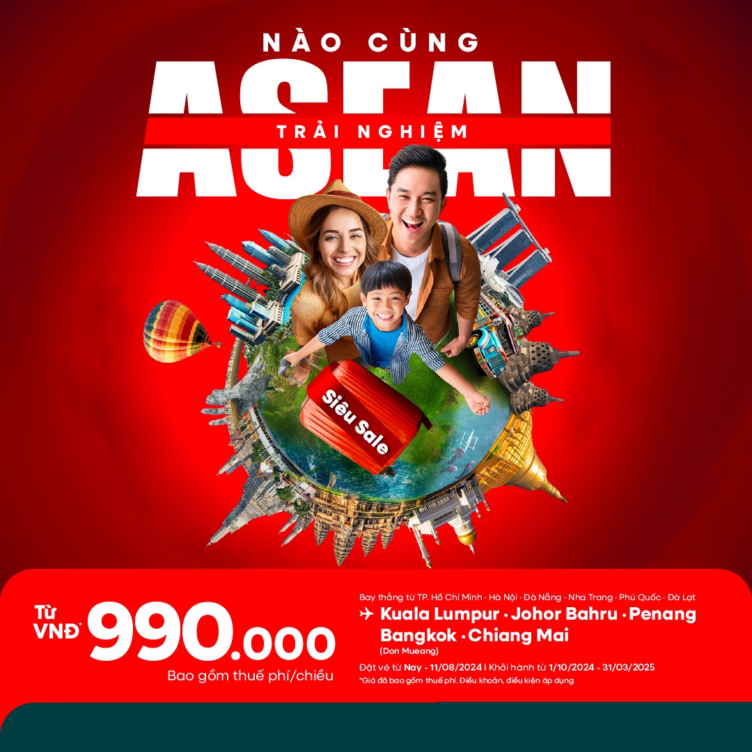 Air Asia: Khuyến m&atilde;i đặc biệt bay Th&aacute;i Lan/Malaysia chỉ từ 999.000 VNĐ