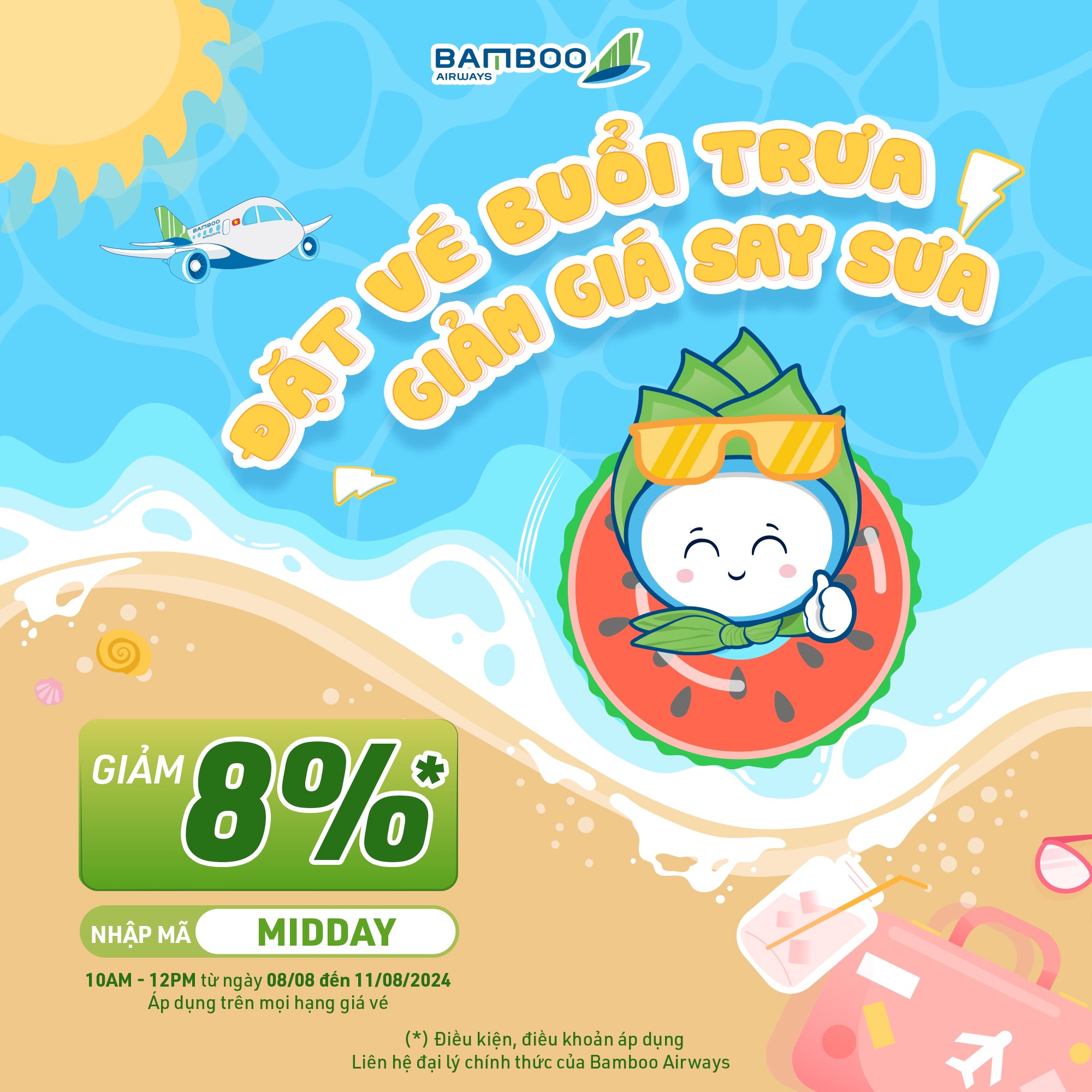 Bamboo Airways: Triển khai chương trình “ĐẶT VÉ BUỔI TRƯA, GIẢM GIÁ SAY SƯA” Bamboo Airways: Triển khai chương trình “ĐẶT VÉ BUỔI TRƯA, GIẢM GIÁ SAY SƯA”