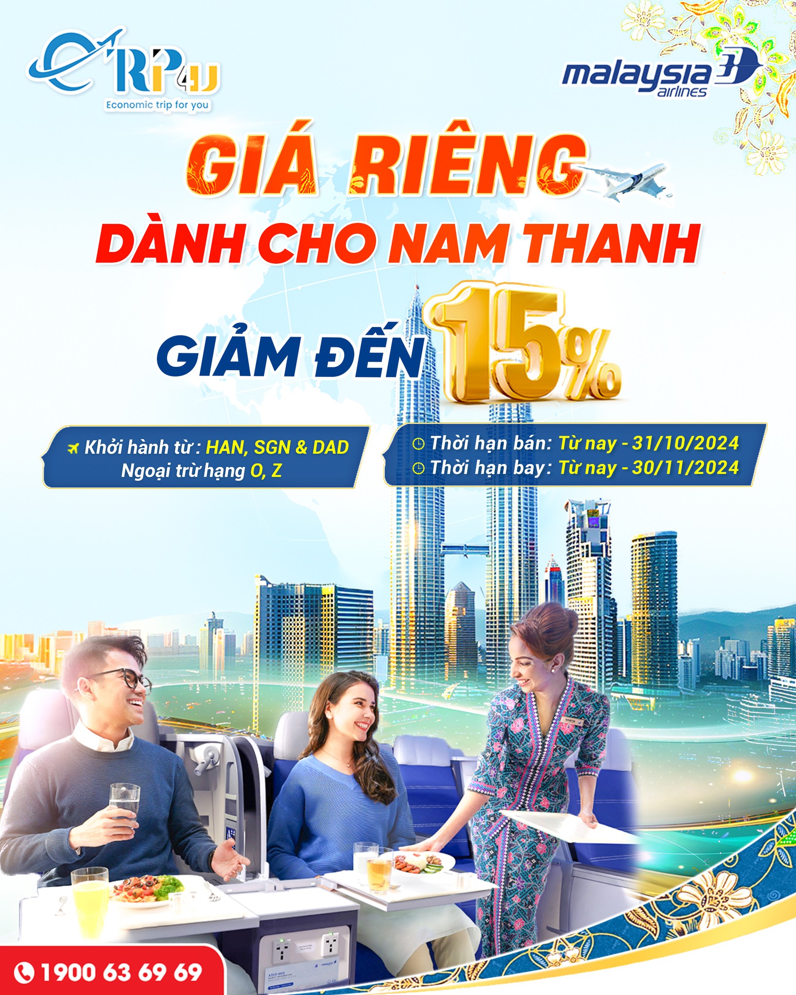 Malaysia Airlines: Gia hạn ưu đãi giá riêng tại Nam Than Travel. giảm tới 15% giá vé Malaysia Airlines: Gia hạn ưu đãi giá riêng tại Nam Than Travel. giảm tới 15% giá vé