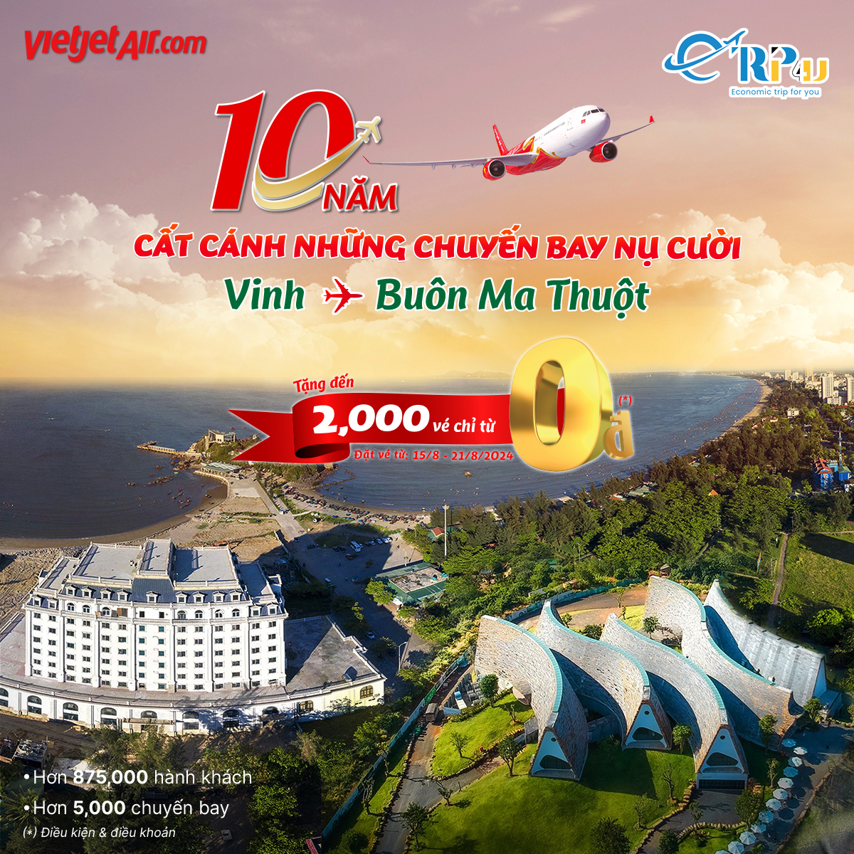 Vietjet: Kỷ niệm 10 năm chặng Bu&ocirc;n Ma Thuột - Vinh hoạt động