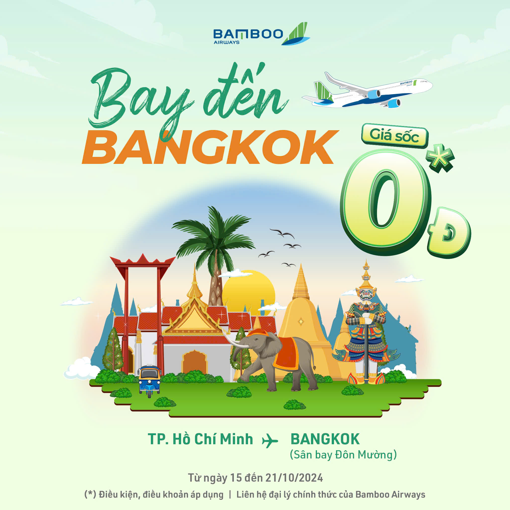 Bay đến Bangkok, gi&aacute; sốc 0đ