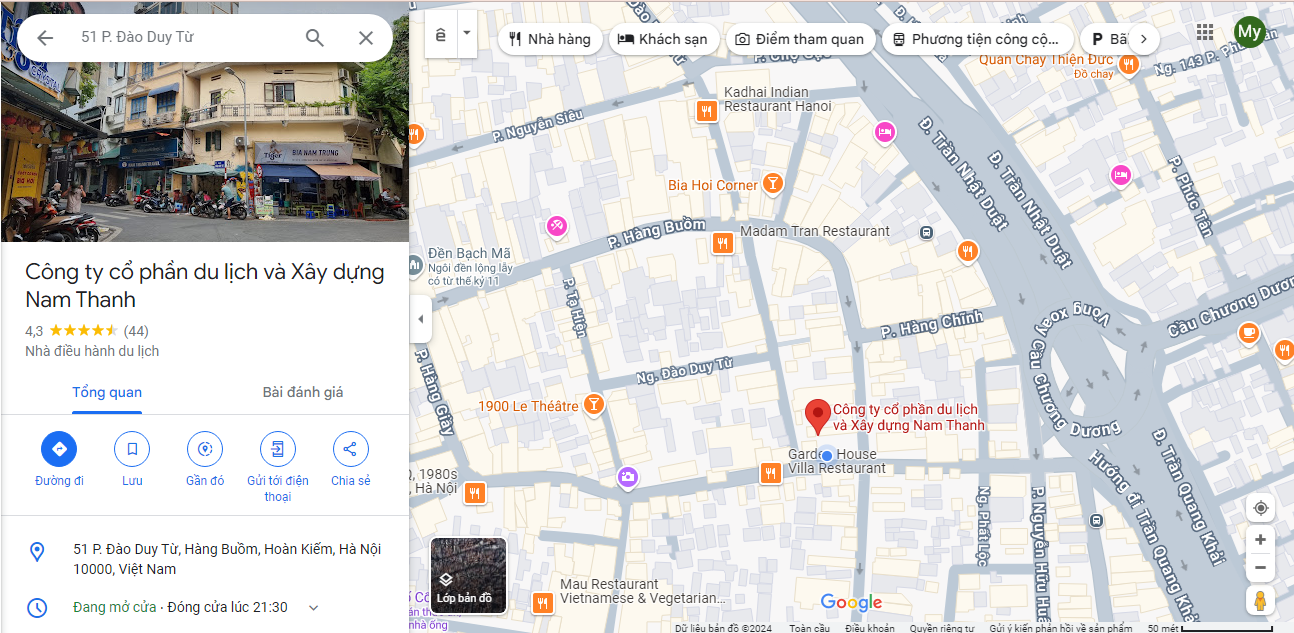 Chỉ đường tới Nam Thanh Travel