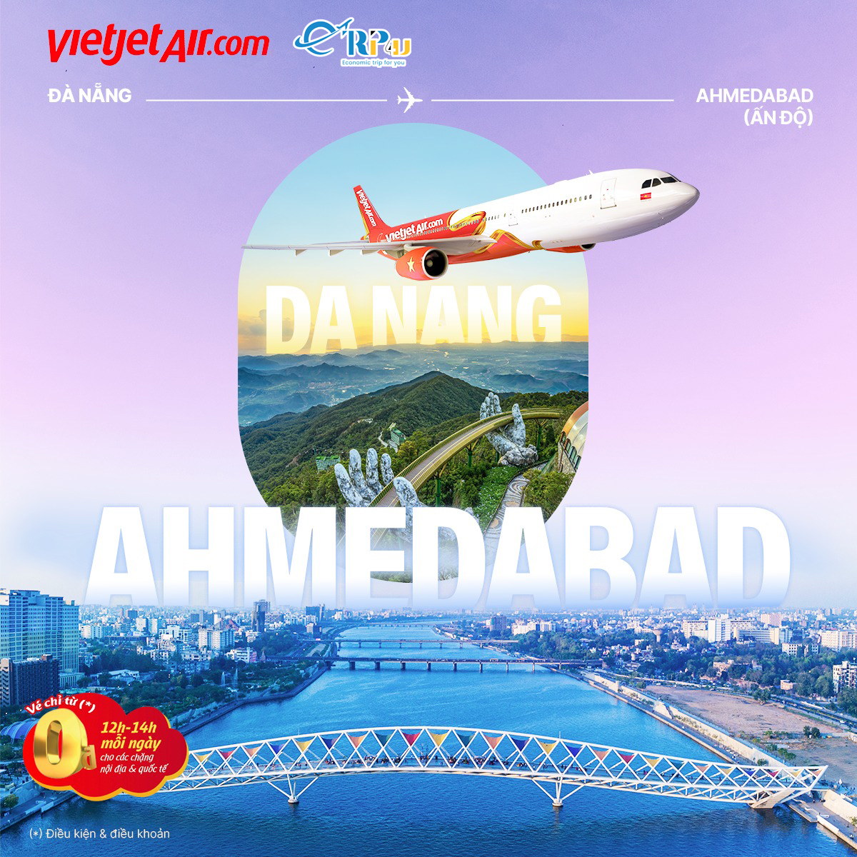 Vietjet: Mở đường bay mới từ Đà Nẵng đến Ahmedabad, Ấn Độ Vietjet: Mở đường bay mới từ Đà Nẵng đến Ahmedabad, Ấn Độ