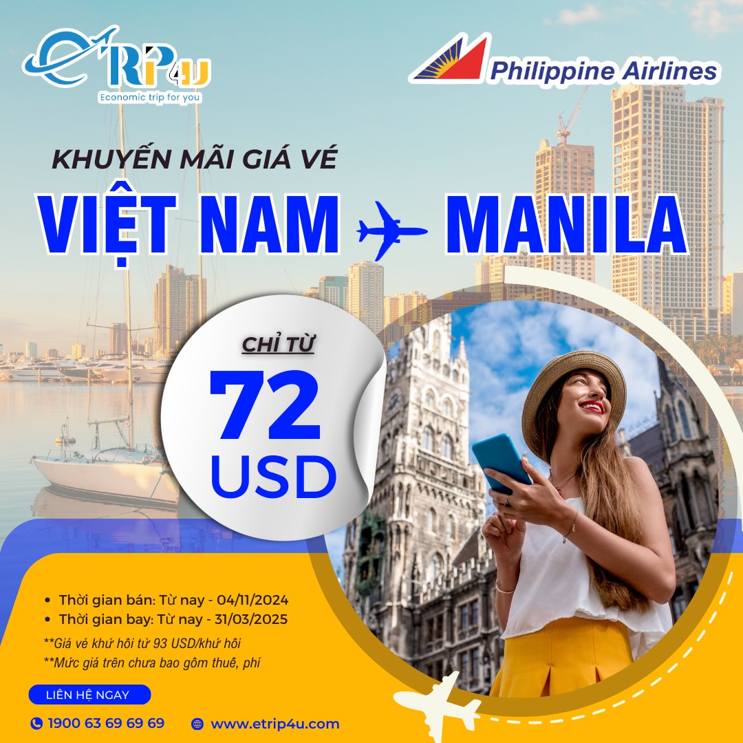 Giá vé khuyến mãi đặc biệt cho đường bay từ Hà Nội/Hồ Chí Minh đến Manila Giá vé khuyến mãi đặc biệt cho đường bay từ Hà Nội/Hồ Chí Minh đến Manila