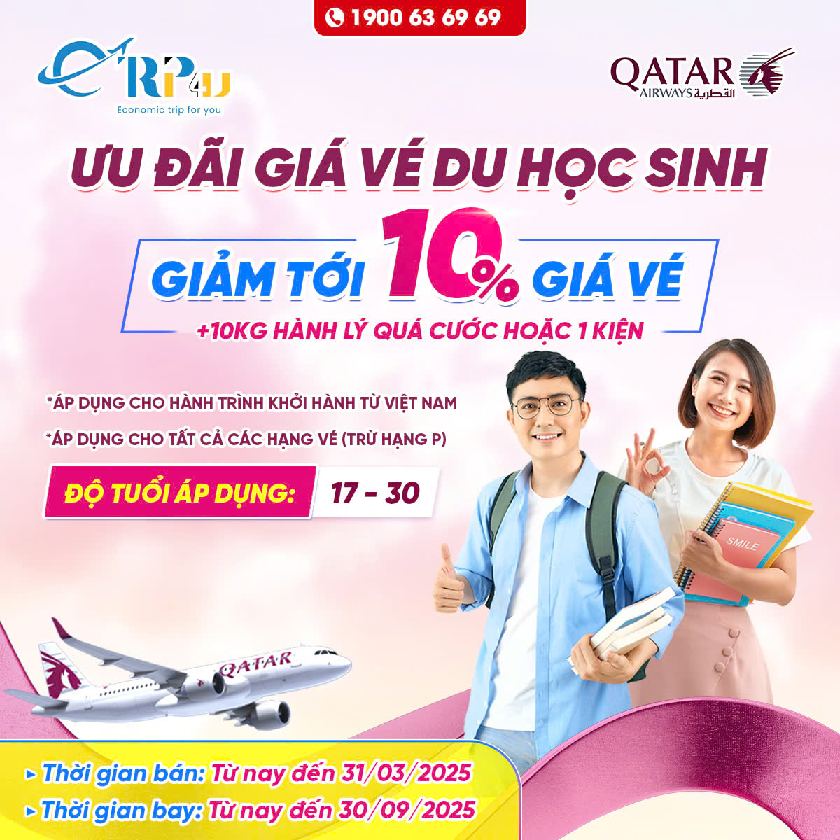 Qatar Airways: Ưu đãi giá vé học sinh, giảm tới 10% giá vé Qatar Airways: Ưu đãi giá vé học sinh, giảm tới 10% giá vé