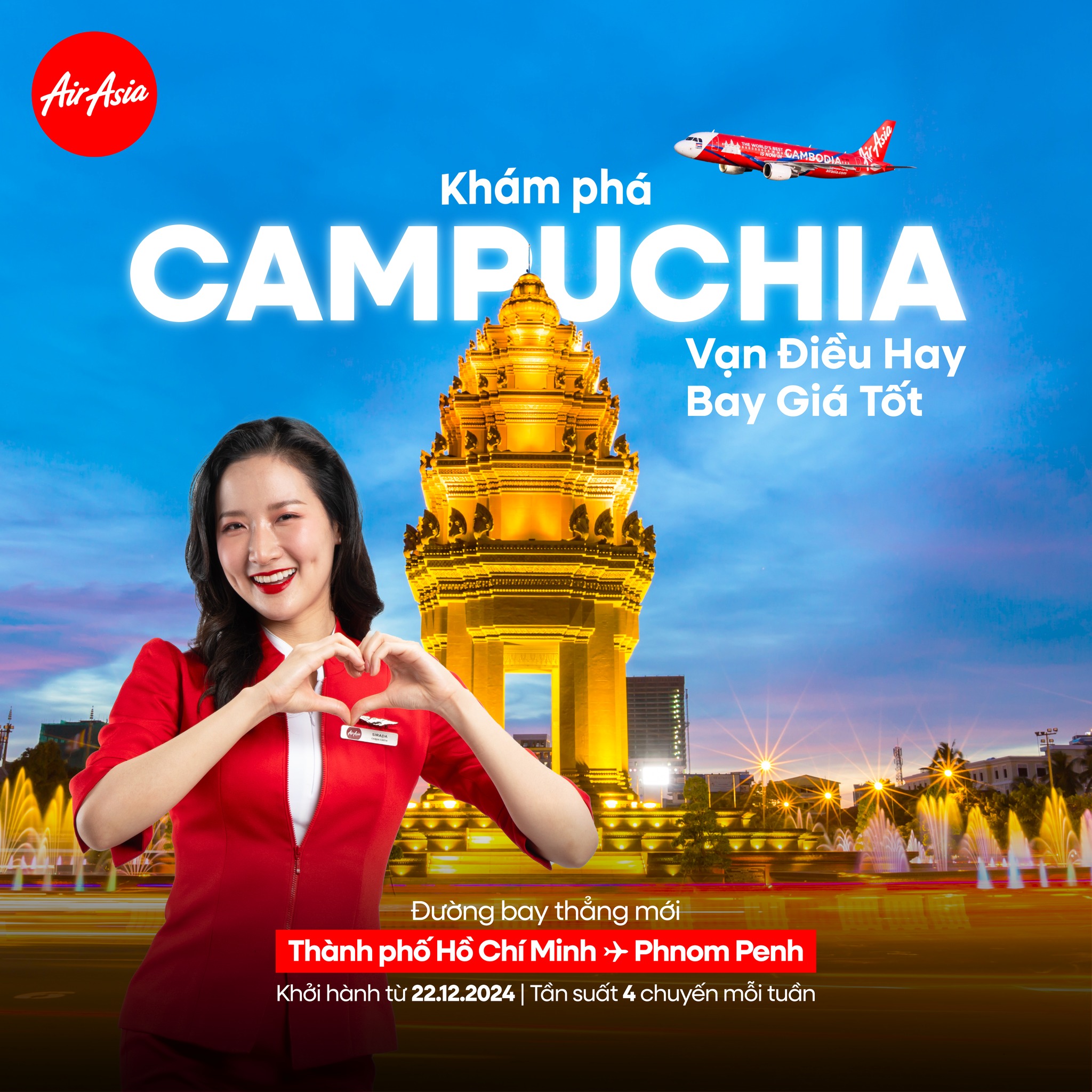 Air Asia: Mở đường bay thẳng Hồ Chí Minh - Phnom Penh Air Asia: Mở đường bay thẳng Hồ Chí Minh - Phnom Penh