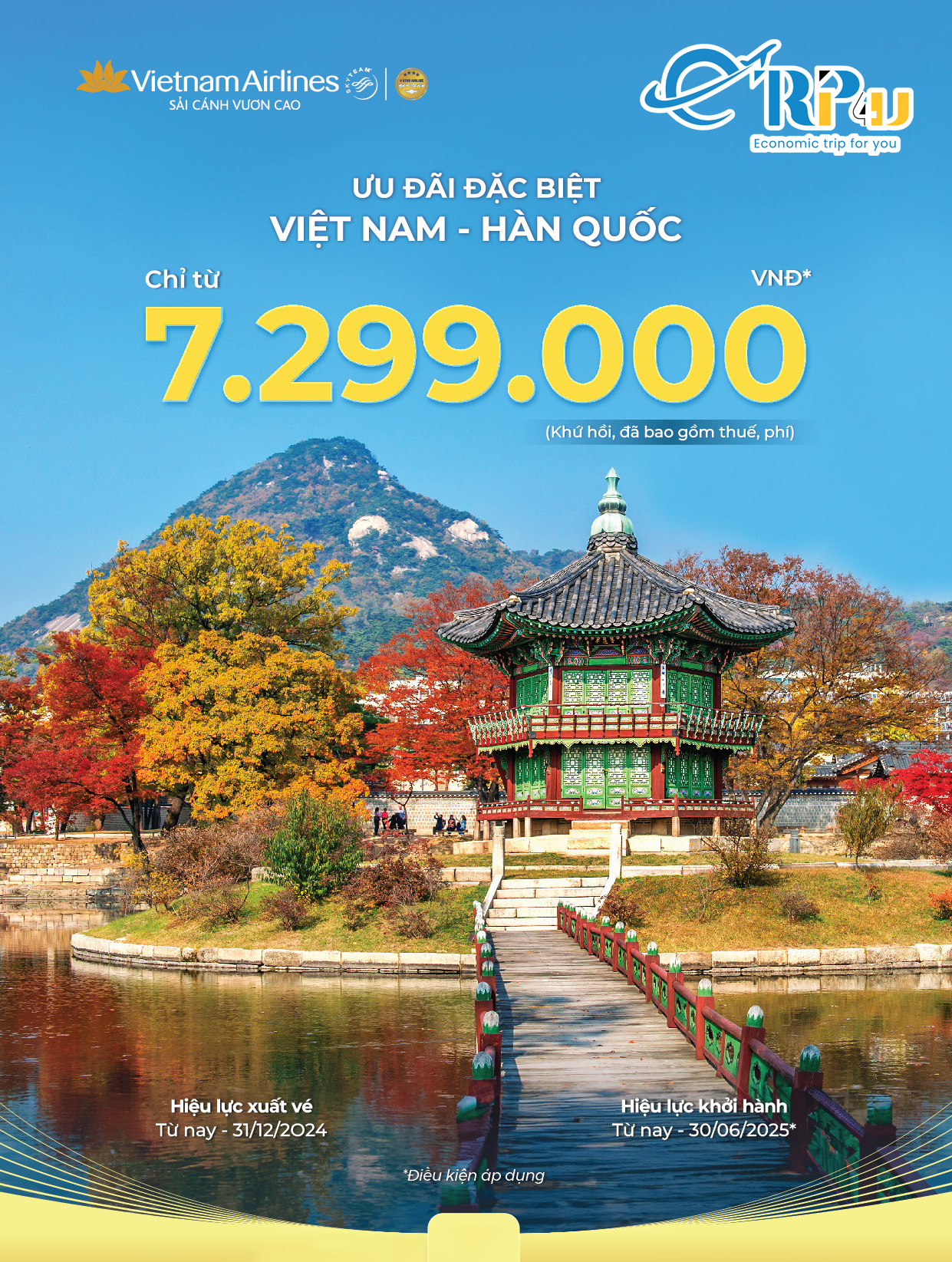 Ưu đ&atilde;i đường bay Việt Nam - H&agrave;n Quốc