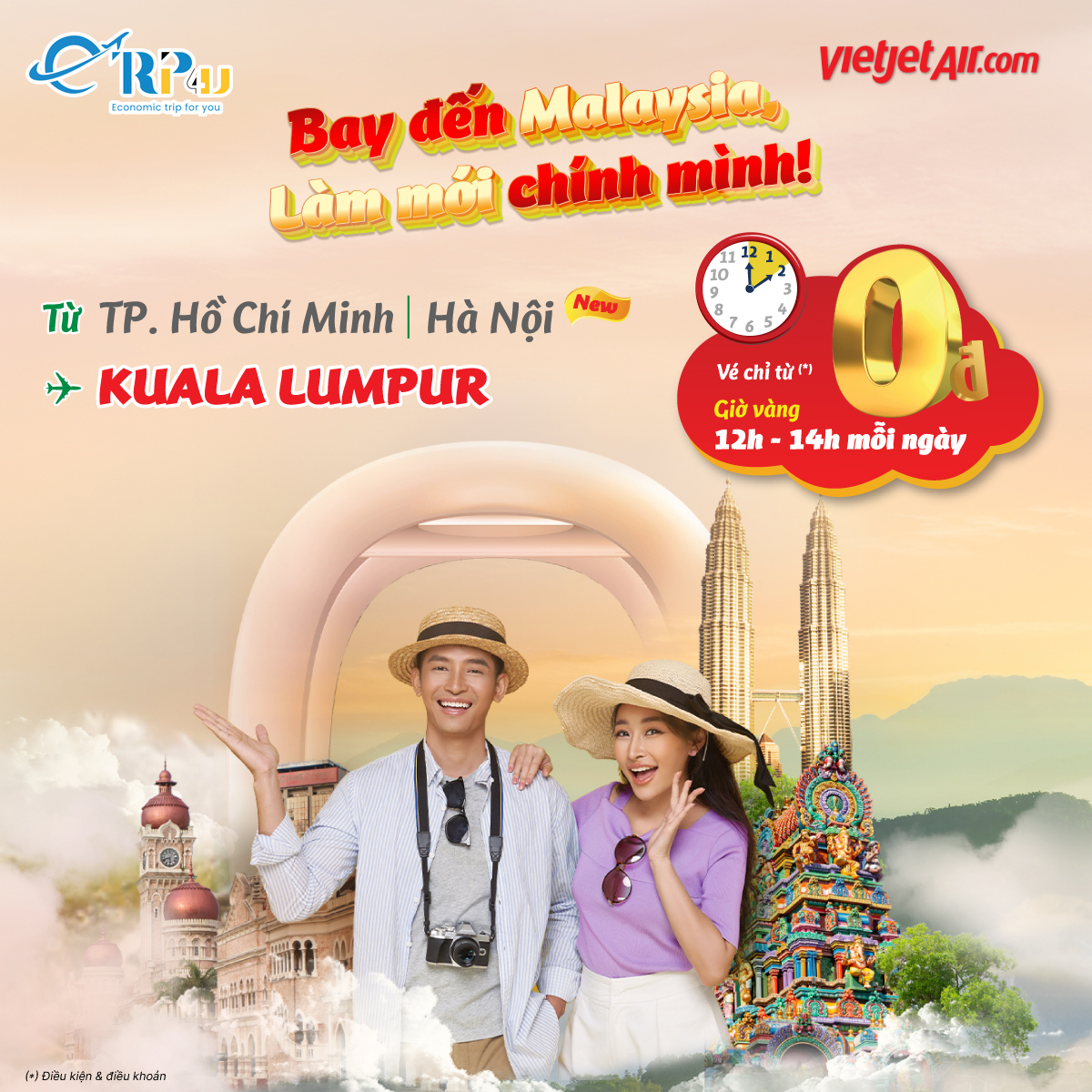 Vietjet: Khai thác đường bay mới Hà Nội - Kuala Lumpur với mức giá 0 đồng Vietjet: Khai thác đường bay mới Hà Nội - Kuala Lumpur với mức giá 0 đồng