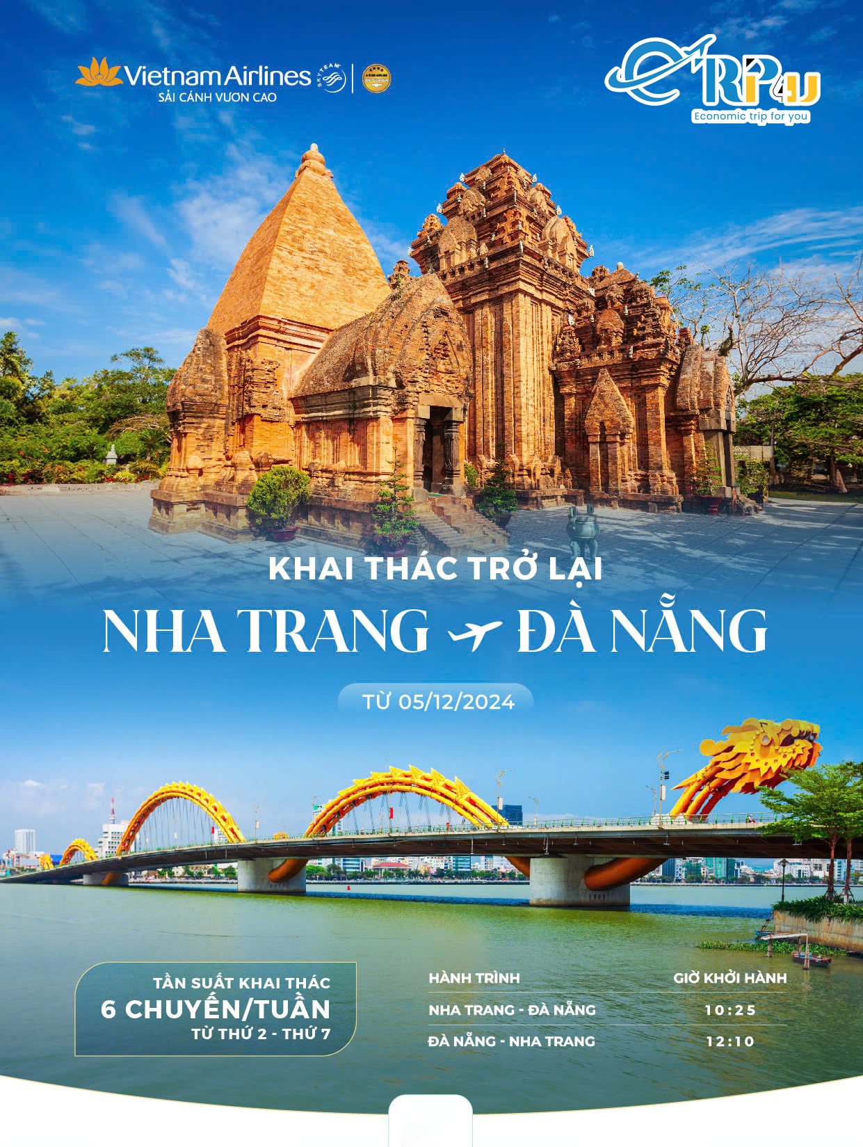 Vietnam Airlines: Khai th&aacute;c trở lại chặng Nha Trang - Đ&agrave; Nẵng